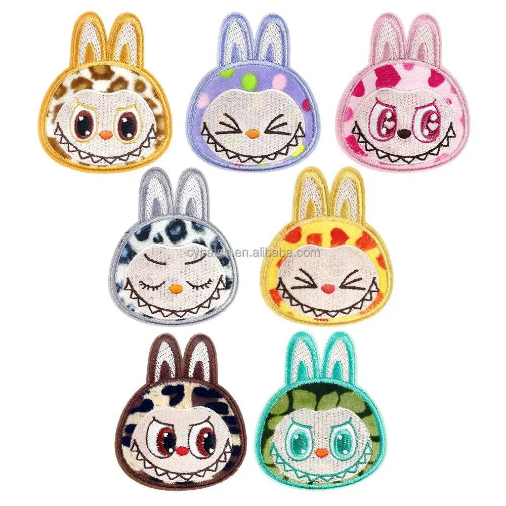 7 Pcs Colorful Funny Labubu Embroidered Patches Iron on Cartoon Applique for Kids DIY Jacket Jeans Hat Backpack Decoration | LaBuBu Accessories - LaBuBu