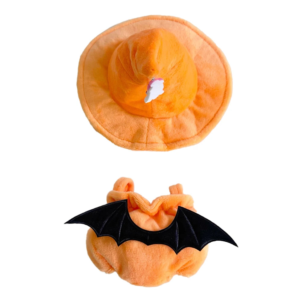 Labubu Doll Clothes Halloween Pumpkin Outfit with Witch Hat Plush Costume Set - LaBuBus Monster