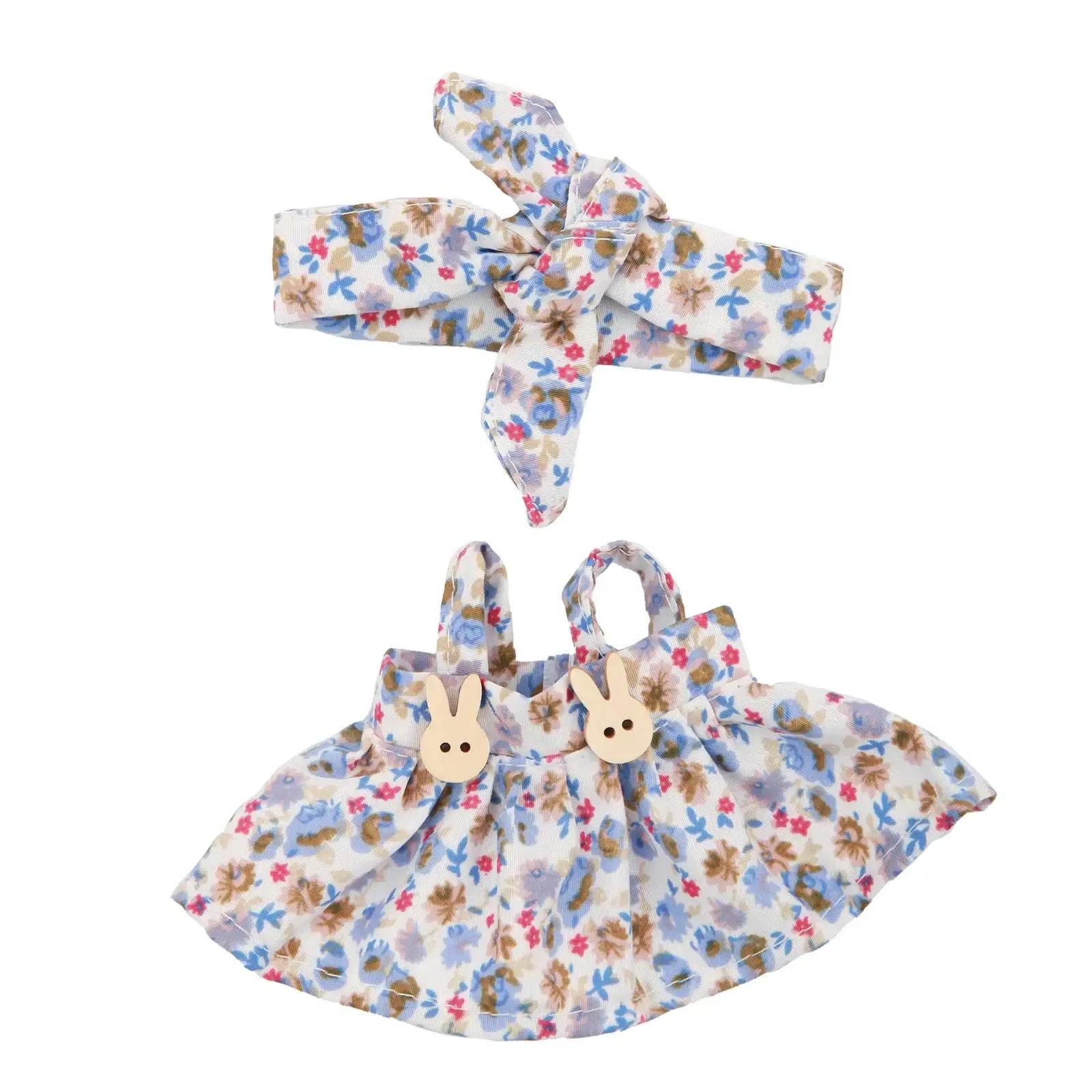 15/17cm Labubu Clothes Floral Skirts and Hairband 2 piece Fashion Sets - LaBuBu