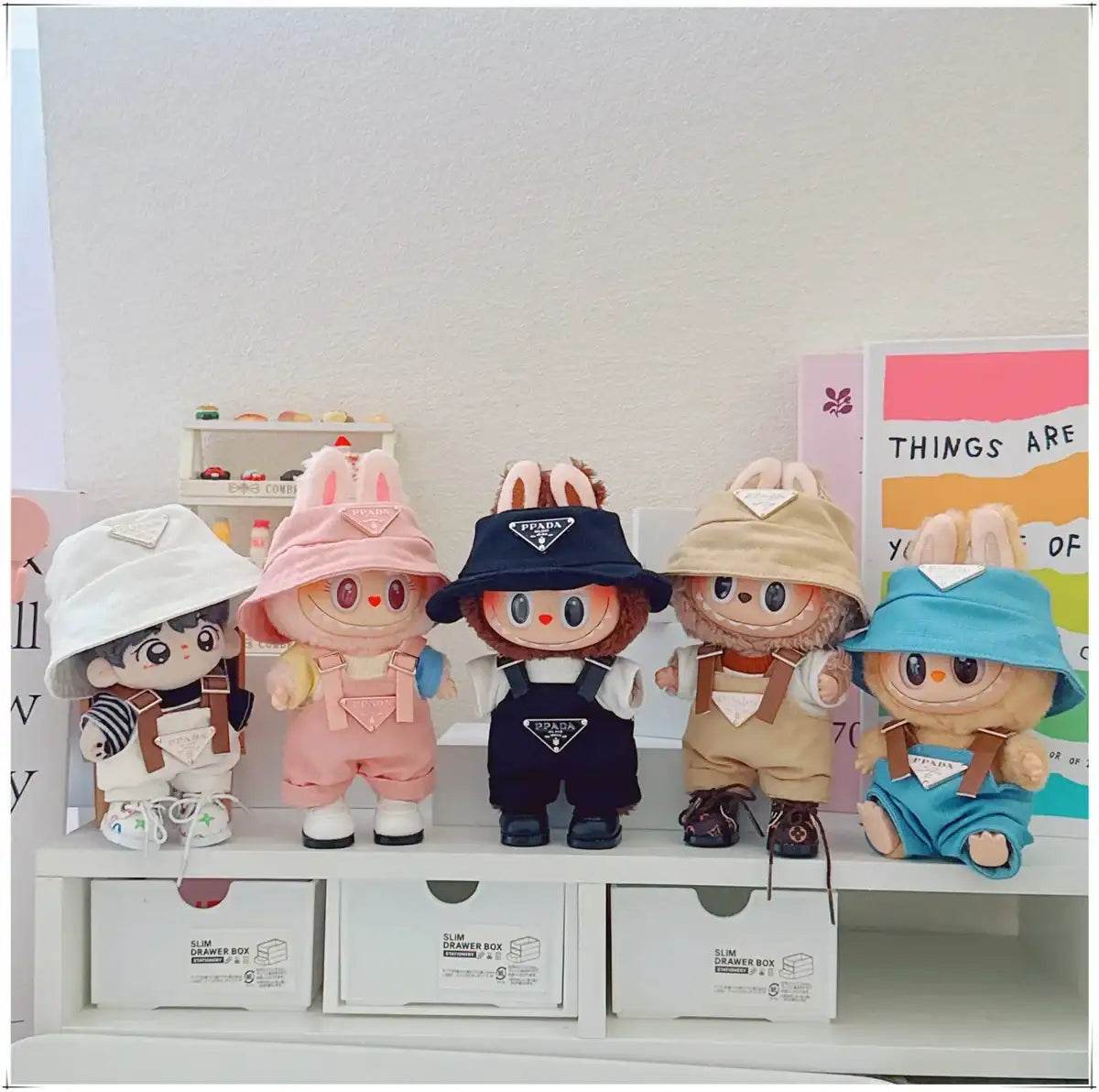 For 17cm v1v2 Labubu Clothes Labubu Sitting Party Hat Bib Pant Shoes Dolls Accessories Cute Decoration Game Toys - LaBuBu