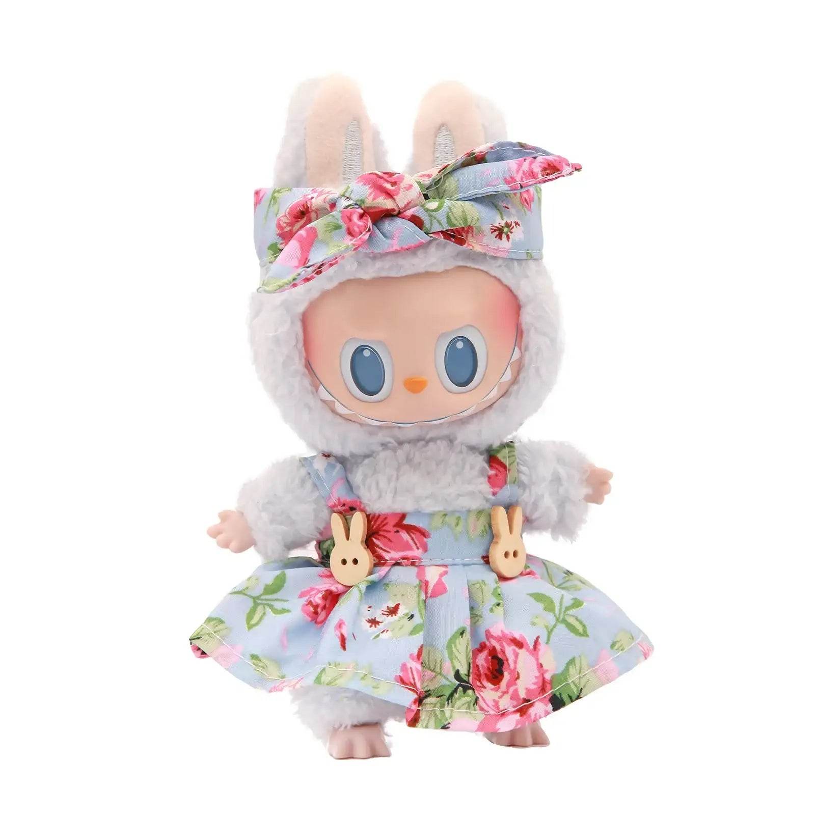 15/17cm Labubu Clothes Floral Skirts and Hairband 2 piece Fashion Sets - LaBuBu