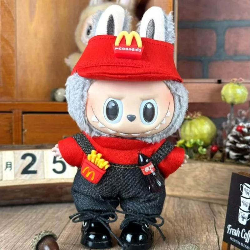 17cm Labubu Doll Clothes Fast Food McDonald Coca Cola Uniform Outfit - LaBuBu