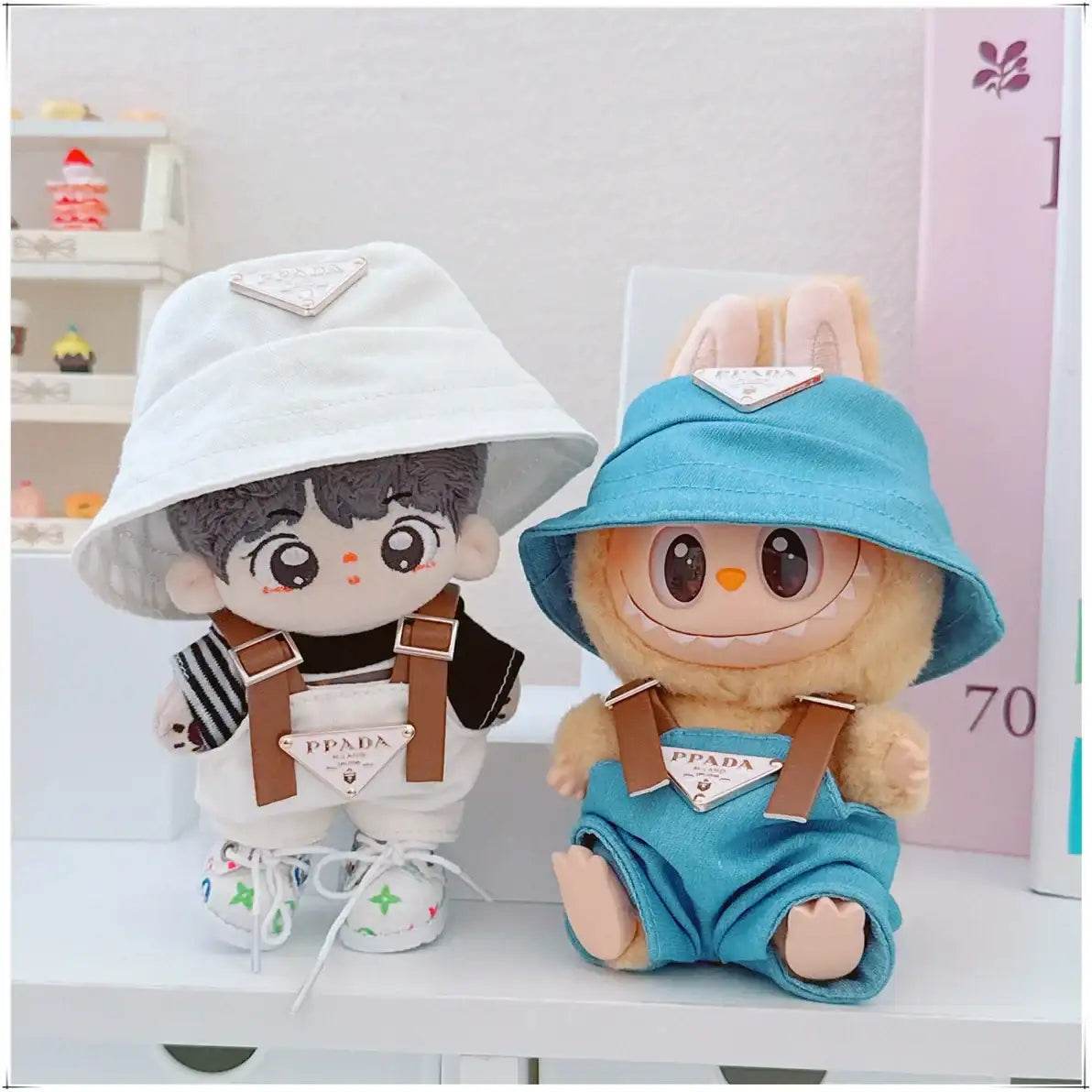 For 17cm v1v2 Labubu Clothes Labubu Sitting Party Hat Bib Pant Shoes Dolls Accessories Cute Decoration Game Toys - LaBuBu