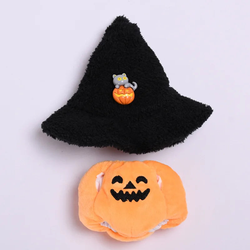 Labubu Doll Clothes Halloween Pumpkin Outfit with Witch Hat Plush Costume Set - LaBuBus Monster