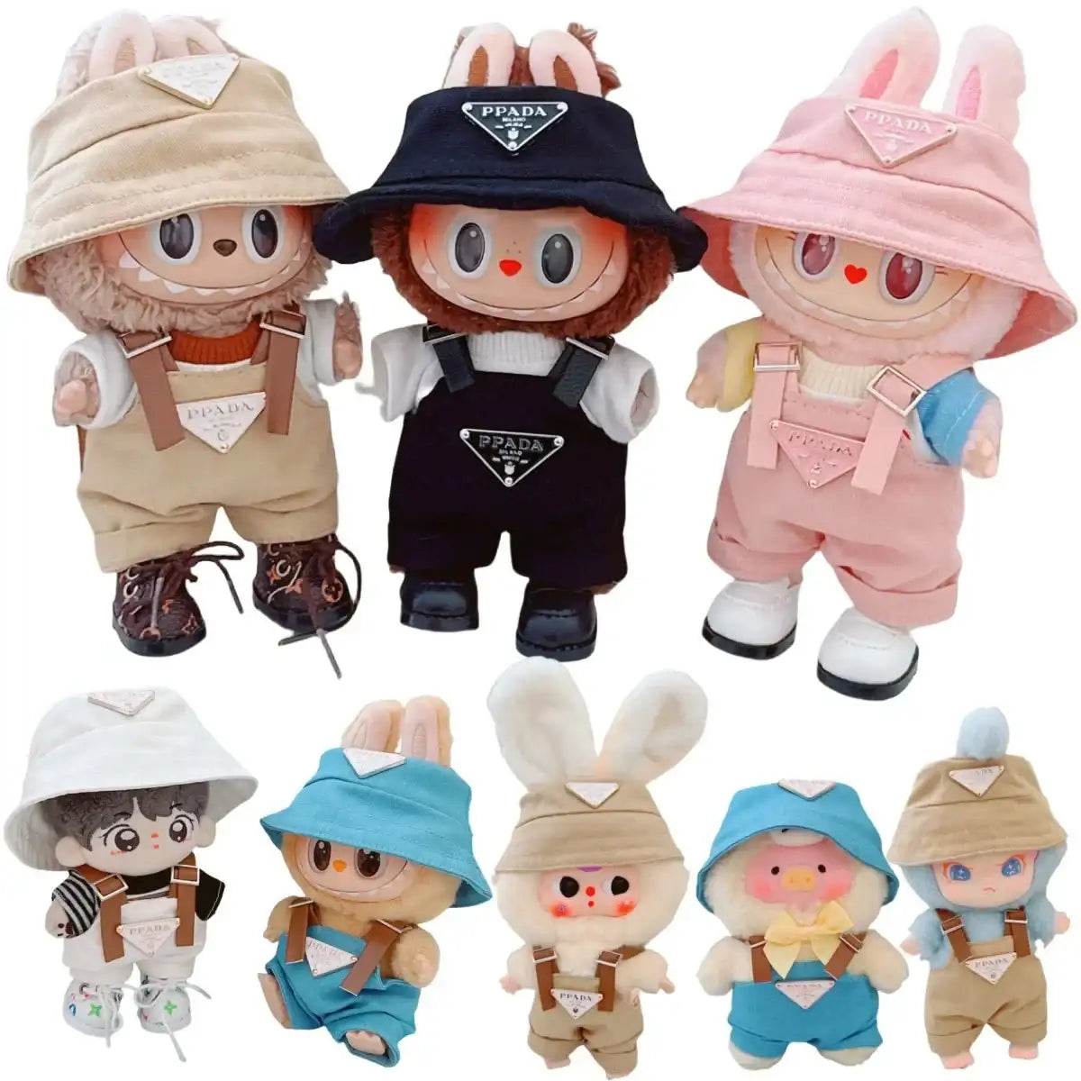 For 17cm v1v2 Labubu Clothes Labubu Sitting Party Hat Bib Pant Shoes Dolls Accessories Cute Decoration Game Toys - LaBuBu