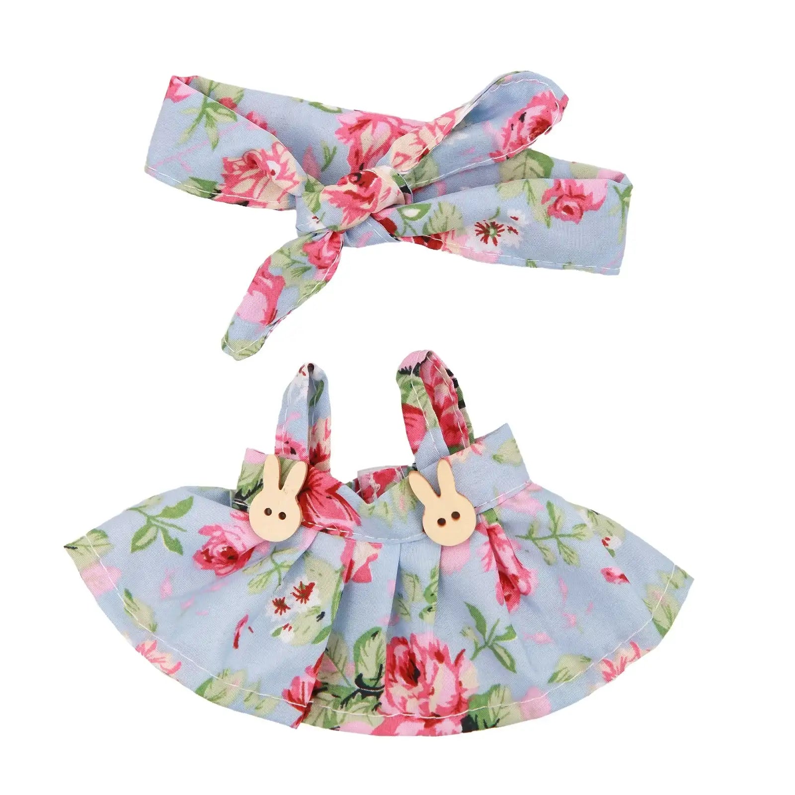 15/17cm Labubu Clothes Floral Skirts and Hairband 2 piece Fashion Sets