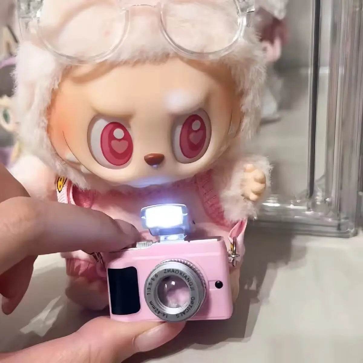 17cm Labubu Flash Camera Cotton Doll Accessory Decorative Camera Bag for Photography Enthusiasts And Collectors - LaBuBu