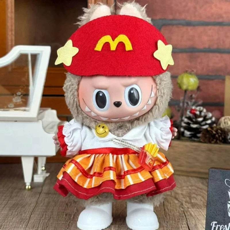 17cm Labubu Doll Clothes Fast Food McDonald Coca Cola Uniform Outfit - LaBuBu