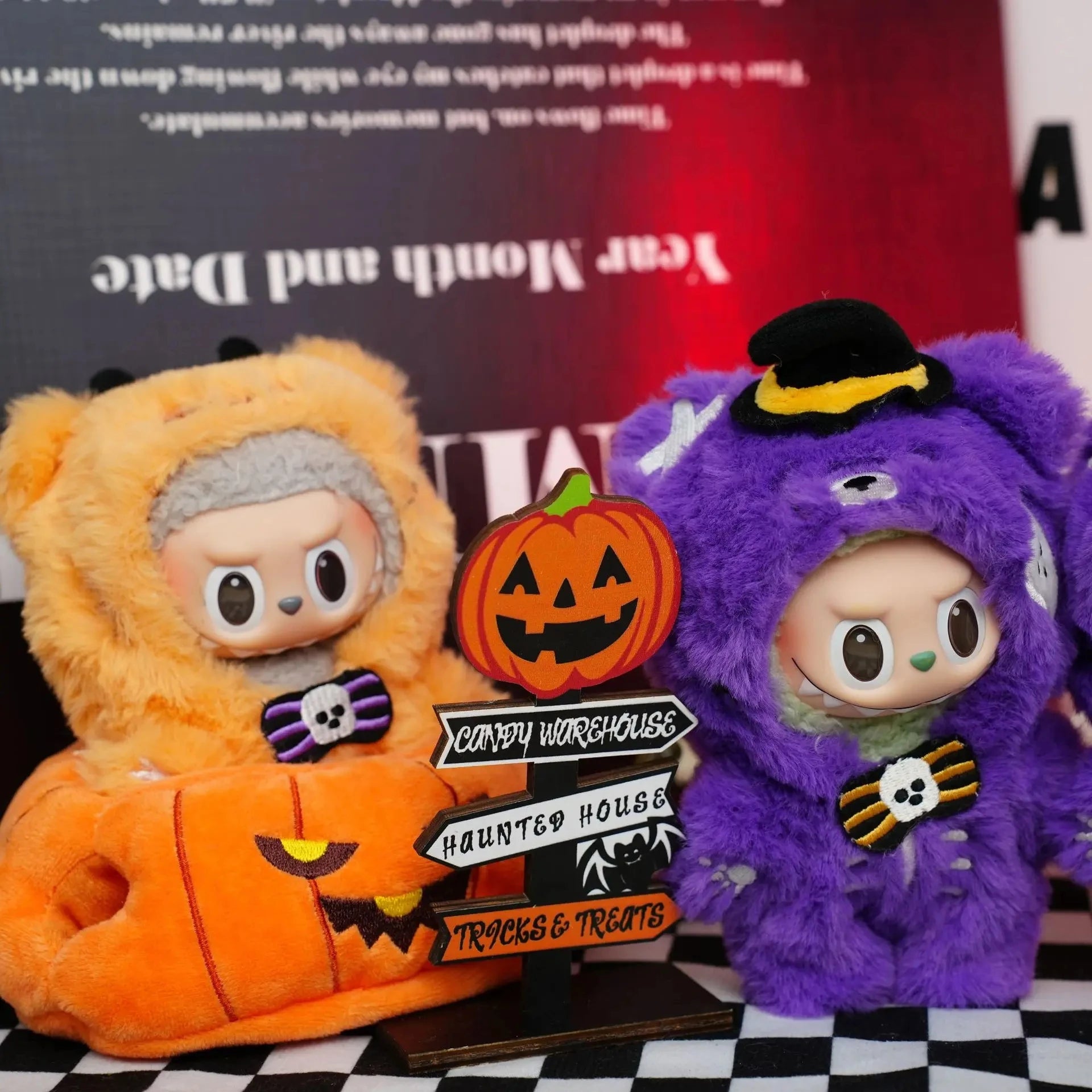 Labubu Doll Clothes Halloween Pumpkin Outfit with Witch Hat Plush Costume Set - LaBuBus Monster