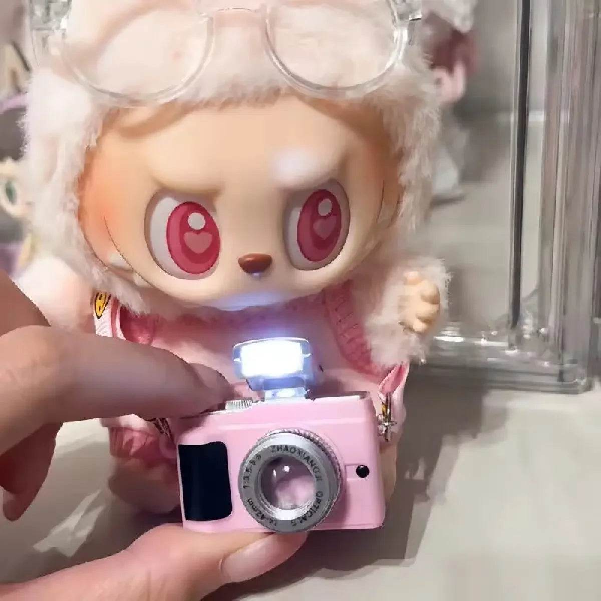 17cm Labubu Flash Camera Cotton Doll Accessory Decorative Camera Bag for Photography Enthusiasts And Collectors - LaBuBu