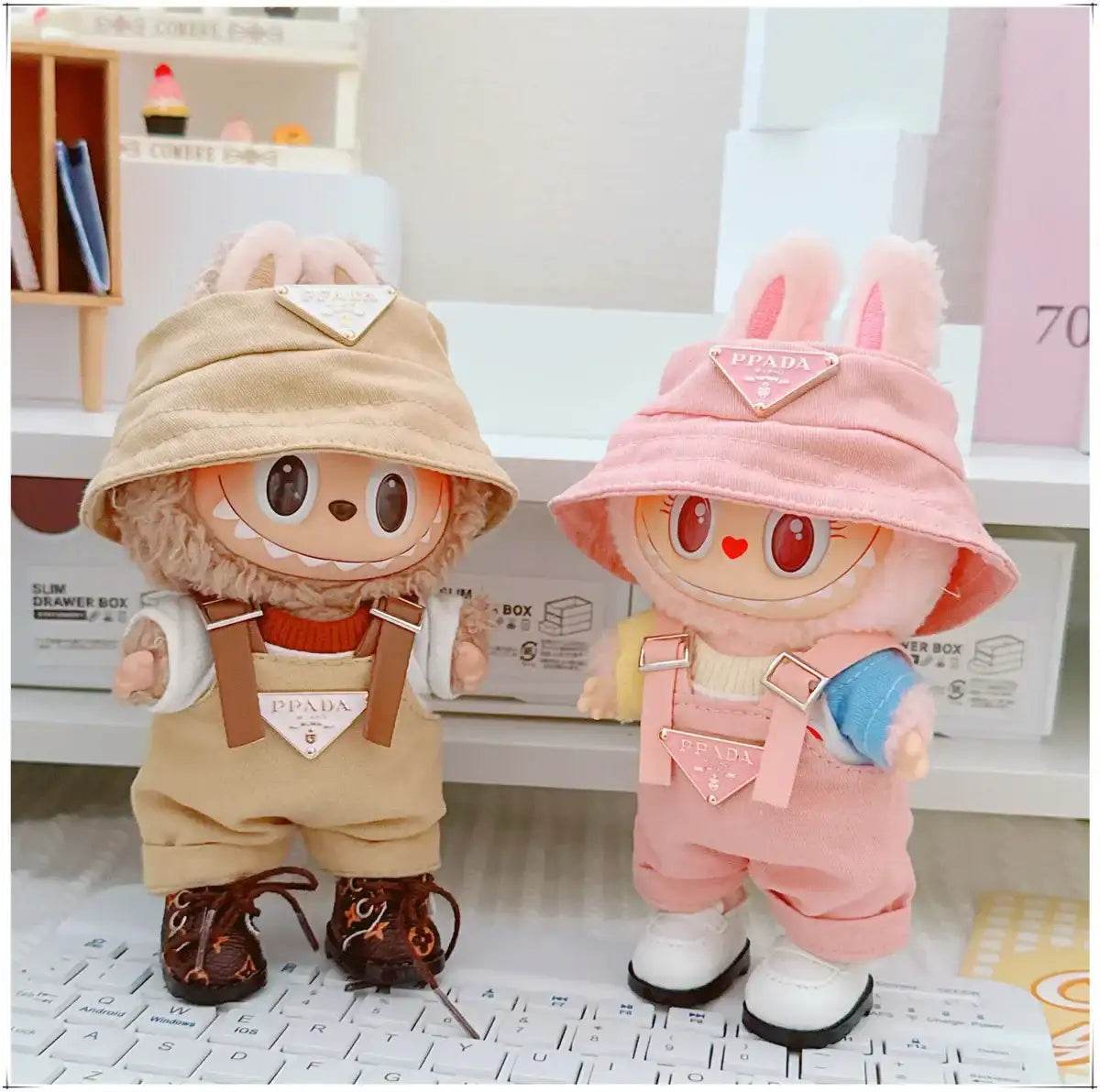 For 17cm v1v2 Labubu Clothes Labubu Sitting Party Hat Bib Pant Shoes Dolls Accessories Cute Decoration Game Toys - LaBuBu