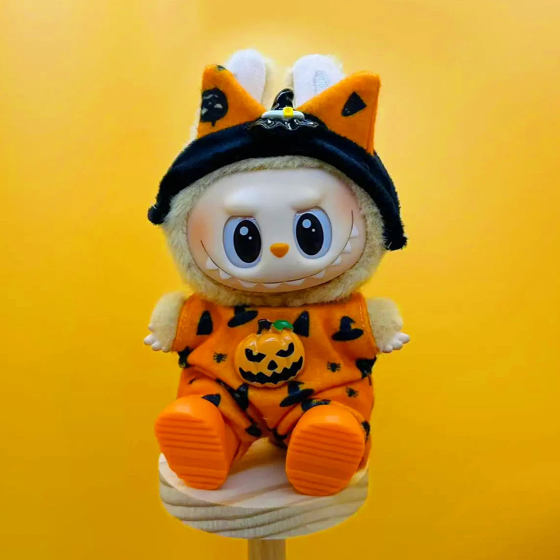 Labubu Doll Clothes Halloween Pumpkin Outfit with Witch Hat Plush Costume Set - LaBuBus Monster