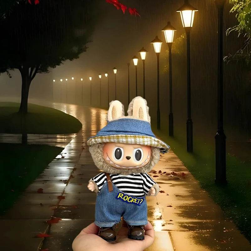 Labubu Clothes Korean Hat and Pants Set to Suit LaBuBu 15/17cm V1 V2 - LaBuBu