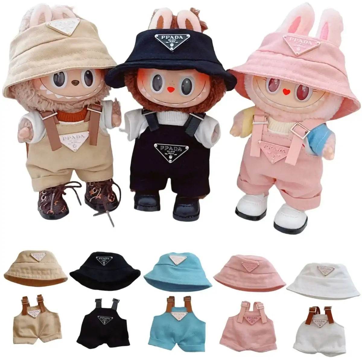 For 17cm v1v2 Labubu Clothes Labubu Sitting Party Hat Bib Pant Shoes Dolls Accessories Cute Decoration Game Toys - LaBuBu