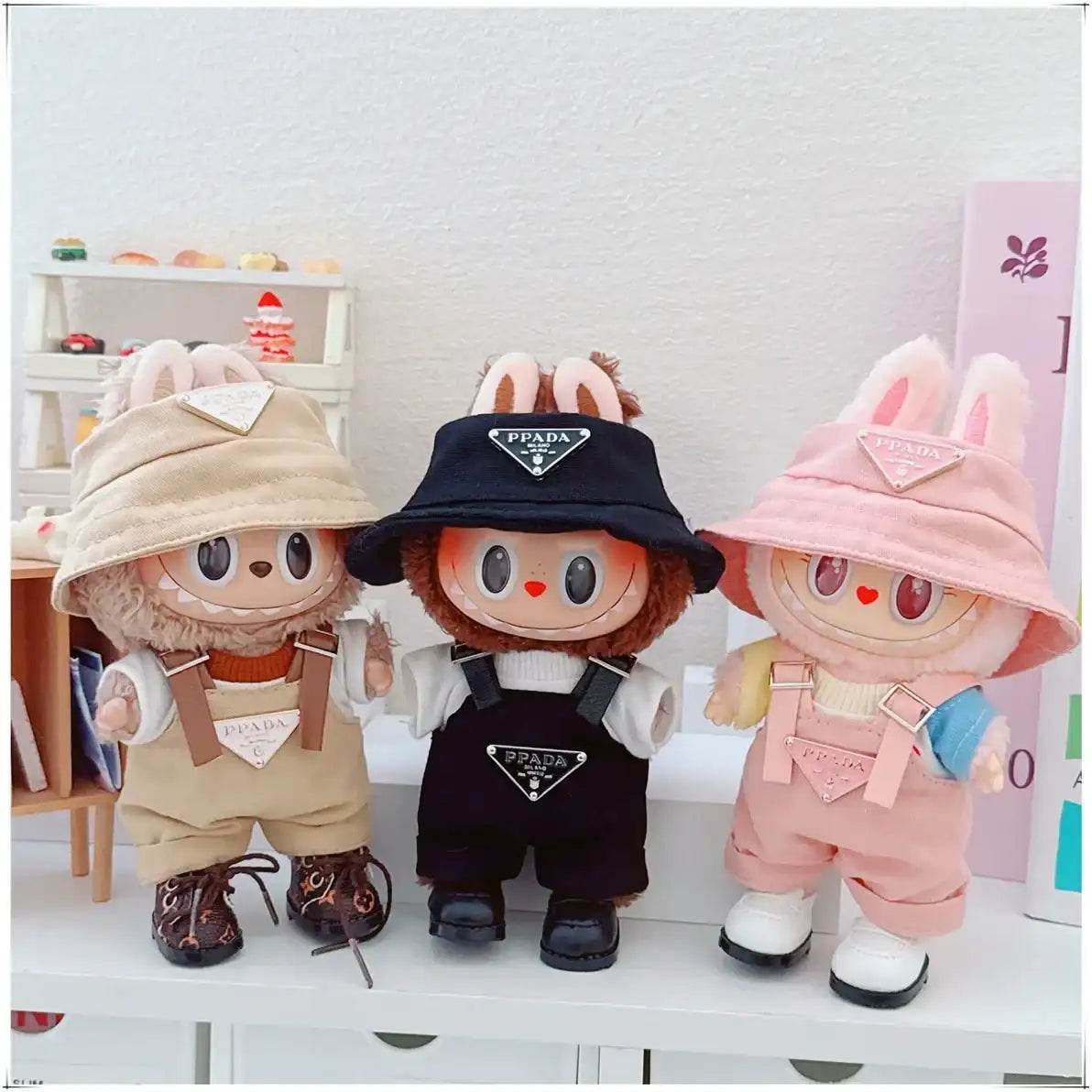 For 17cm v1v2 Labubu Clothes Labubu Sitting Party Hat Bib Pant Shoes Dolls Accessories Cute Decoration Game Toys - LaBuBu