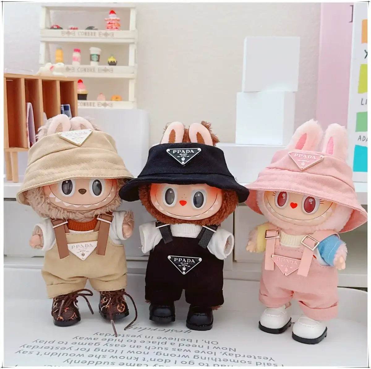 For 17cm v1v2 Labubu Clothes Labubu Sitting Party Hat Bib Pant Shoes Dolls Accessories Cute Decoration Game Toys - LaBuBu